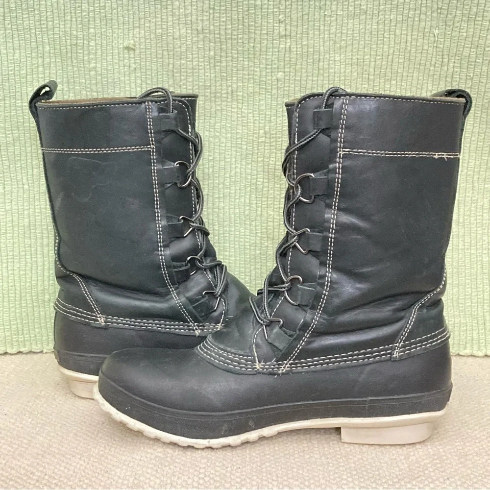 Tretorn Mens Black Aspelin Waterproof Leather/Rubber Rain Boots Size US 9 EU 42